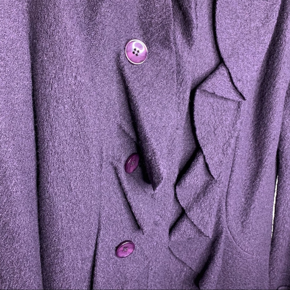 CUPIO Purple Boiled Wool Ruffle Jacket Medium - Picture 5 of 8
